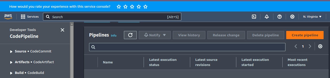CodePipeline Option In AWS: Creating CodePipeline