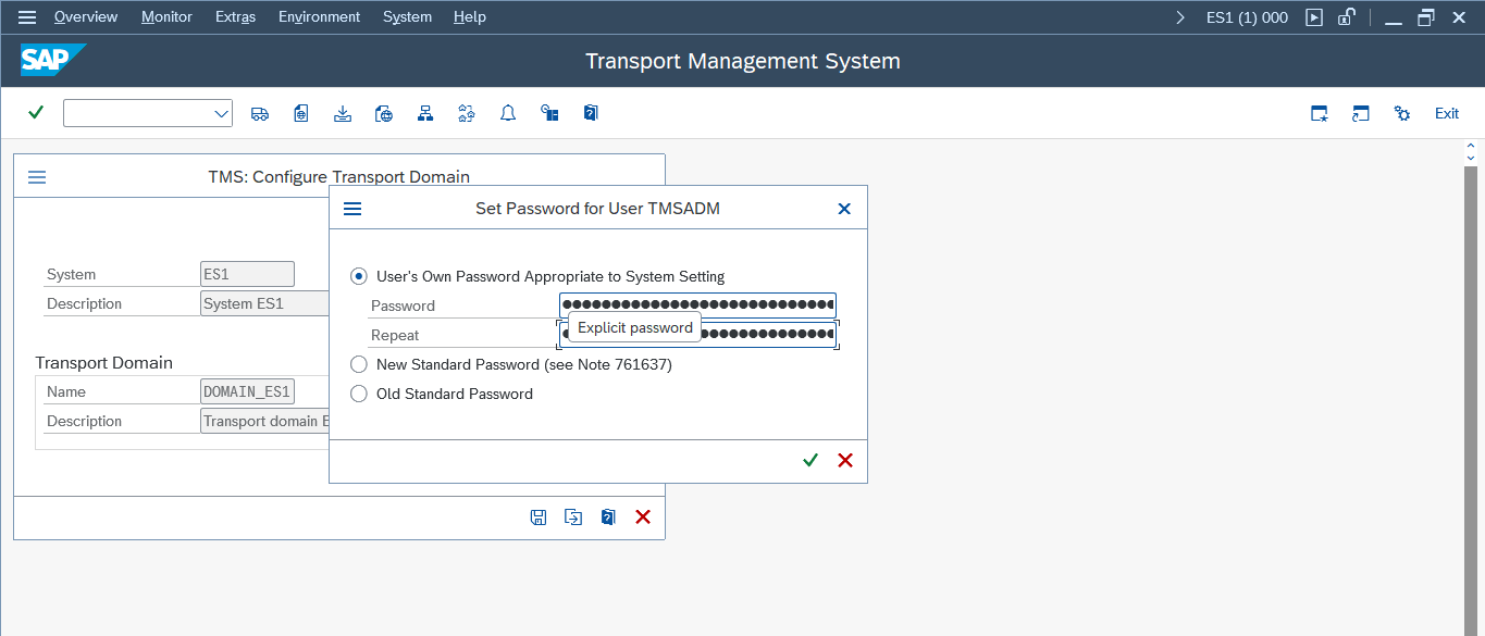 Screenshot of T-code STMS Screen